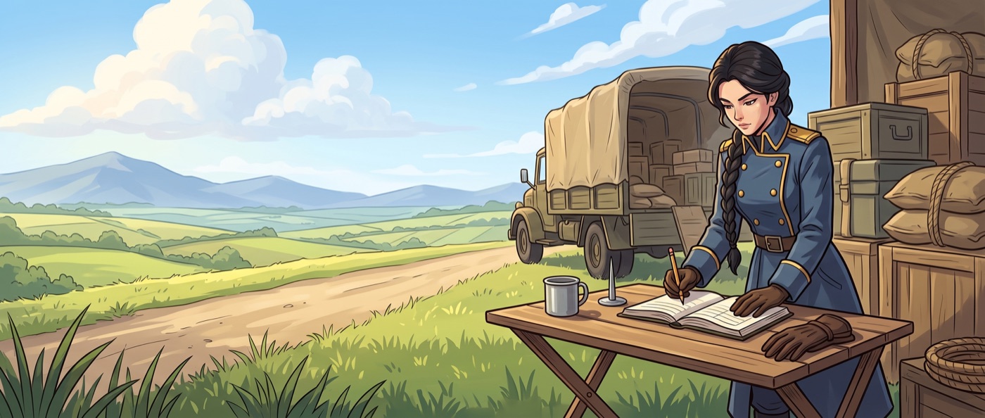 Major Vera taking a count off a supply truck
